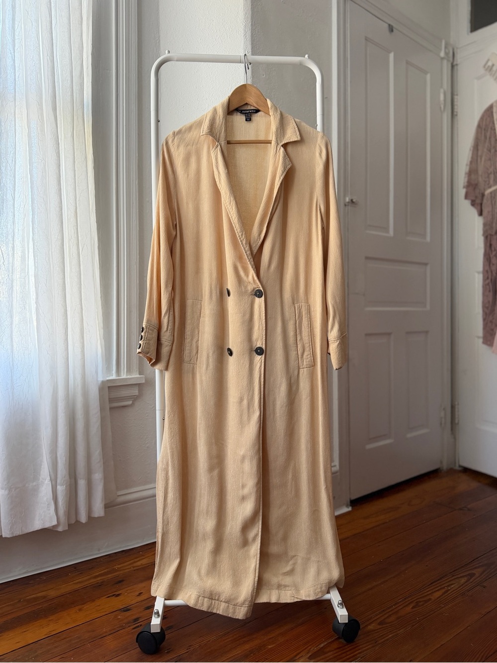 trf_outerwear maxi duster trench-look coat in nude